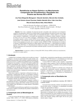 Resist&ecirc;ncias ao Ataque Qu&iacute;mico e ao Manchamento