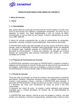 Especifica&ccedil;&atilde;o B&aacute;sica para Obras de Concreto