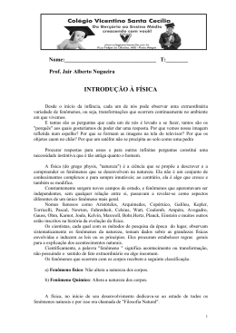 Introdu&ccedil;&atilde;o ao estudo de F&iacute;sica
