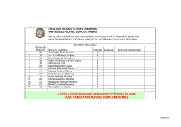 resultado da an&aacute;lise dos pedidos de inscri&ccedil;&atilde;o para o - FAU-UFRJ