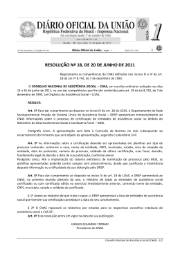 Resolu&ccedil;&atilde;o CNAS n&ordm; 18, de 20 de Junho de 2011