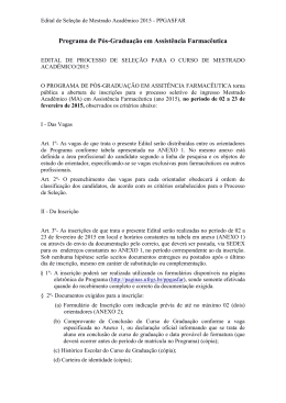 Edital do Programa de P&oacute;s-Gradua&ccedil;&atilde;o em Assist&ecirc;ncia
