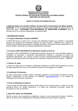 SERVI&Ccedil;O P&Uacute;BLICO FEDERAL MINIST&Eacute;RIO DA - Cefet-MG