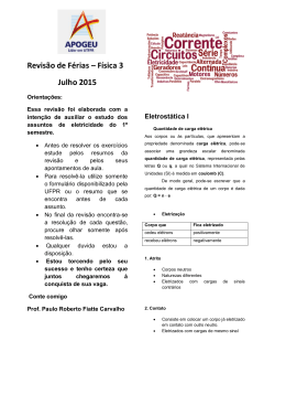 Revis&atilde;o de F&eacute;rias &ndash; F&iacute;sica C &ndash; Prof. Paulo Roberto