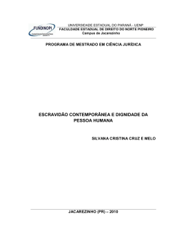 escravid&atilde;o contempor&acirc;nea e dignidade da pessoa humana