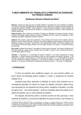 O MEIO AMBIENTE DO TRABALHO E O PRINCÍPIO DA