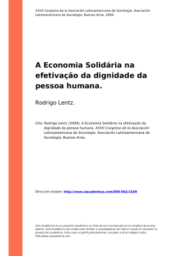 A Economia Solid&aacute;ria na efetiva&ccedil;&atilde;o da dignidade da pessoa humana