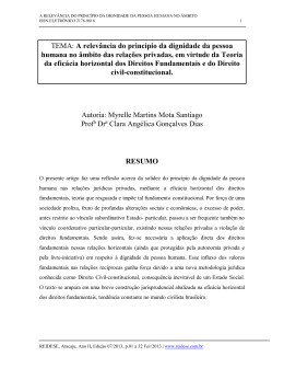 A relev&acirc;ncia do princ&iacute;pio da dignidade da pessoa