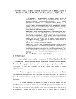 a controv&eacute;rsia entre o poder diretivo do empregador