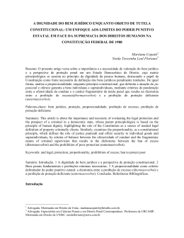 a dignidade do bem jur&iacute;dico enquanto objeto de tutela constitucional