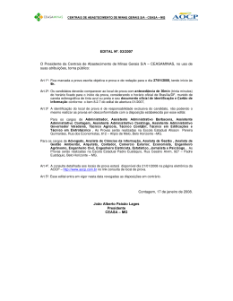 CENTRAlS E A ASTEClMENTO E MlNAS GERAlS S0A