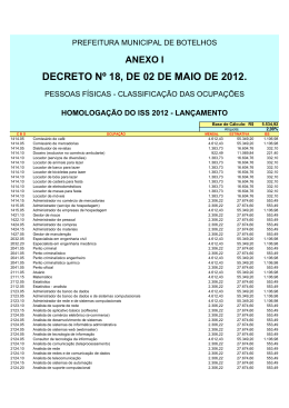 DECRETO N&ordm; 18, DE 02 DE MAIO DE 2012.