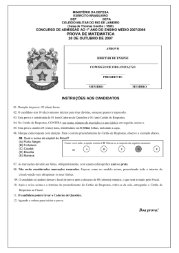 PROVA MAT 1&ordm; ANO EM 2007