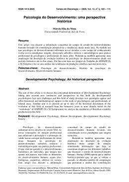 Psicologia do Desenvolvimento: uma perspectiva hist&oacute;rica