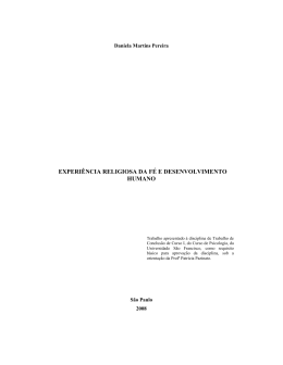 experi&ecirc;ncia religiosa da f&eacute; e desenvolvimento humano
