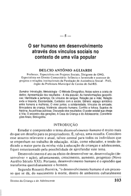 O ser humano em desenvolviemtno atraves dos vinculos