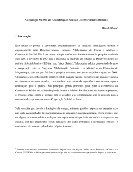 1 Coopera&ccedil;&atilde;o Sul-Sul em Alfabetiza&ccedil;&atilde;o: rumo ao Desenvolvimento