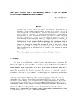 1 Uma agenda cultural para o desenvolvimento humano: o papel