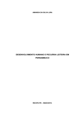 desenvolvimento humano e pecu&aacute;ria leiteira em pernambuco