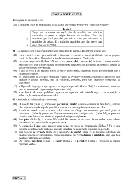 PROVA DE L&Iacute;NGUA PORTUGUESA