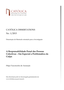A Responsabilidade Penal das Pessoas Colectivas