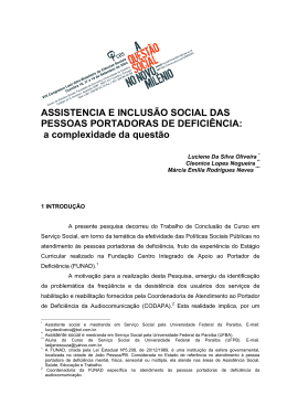 ASSISTENCIA E INCLUSÃO SOCIAL DAS PESSOAS