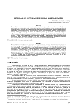 ESTIMULANDO A CRIATIVIDADE DAS PESSOAS NAS