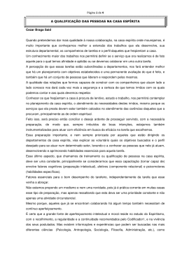 A Qualifica&ccedil;&atilde;o das Pessoas na Casa Esp&iacute;rita