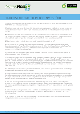 Condi&ccedil;&otilde;es Gerais de Utiliza&ccedil;&atilde;o - Cart&atilde;o Poupa Mais Universit&aacute;rio