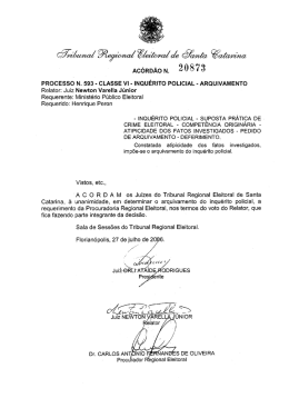 Ac&oacute;rd&atilde;o n. 20873 - Tribunal Regional Eleitoral de Santa Catarina