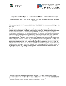 Comportamento Tribológico do Aço Ferramenta AISI H13