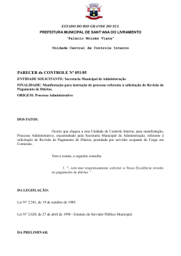 PARECER de CONTROLE Nº 051/05 - Site Oficial da Prefeitura de