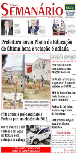 Edi&ccedil;&atilde;o 1136, de 03 de Julho de 2015