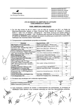 Ata de Abertura - Eletrobras Distribuição Rondônia