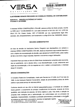 Recurso administrativo &ndash; Versa Constru&ccedil;&otilde;es Ltda