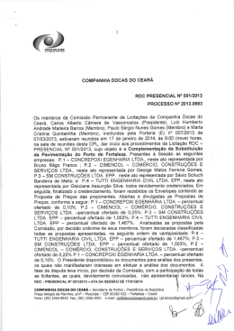 companhia docas do cear&aacute; rdc presencial n&deg; 001/2013 processo n
