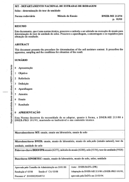 v. Solos - determina&ccedil;&atilde;o do teor de umidade