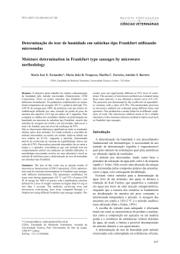 Determina&ccedil;&atilde;o do teor de humidade em salsichas tipo Frankfurt