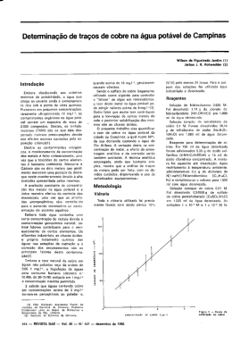 Determina&ccedil;&atilde;o de tra&ccedil;os de cobre na &aacute;gua pot&aacute;vel de