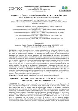 interrela&ccedil;&otilde;es entre mat&eacute;ria org&acirc;nica, ph, teor de &aacute;gua em