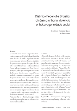 Distrito Federal e Bras&iacute;lia: din&acirc;mica urbana, viol&ecirc;ncia