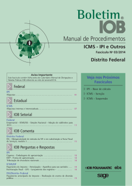IOB - ICMS/IPI - Distrito Federal - nº 03/2014