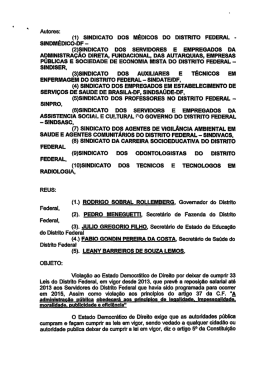 Autores: (1) SINDICATO DOS MÉDICOS DO DISTRITO FEDERAL