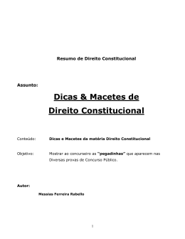 Direito constitucional - Dicas e macetes - Sindasp-MG