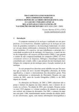 tratamento lexicogr&aacute;fico dos compostos nominais antes e depois do