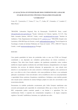 AVALIAÇÀO DA ECOTOXICIDADE DOS COMPOSTOS DE LAMAS