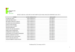 RESULTADO DA ANÁLISE DA DOCUMENTAÇÃO PARA SELEÇÃO