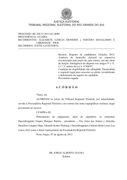 Ac&oacute;rd&atilde;o &ndash; processo RE 20457 - Tribunal Regional Eleitoral do Rio