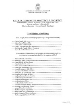 Candidatos Admitidos: - Câmara Municipal de Vila Pouca de Aguiar