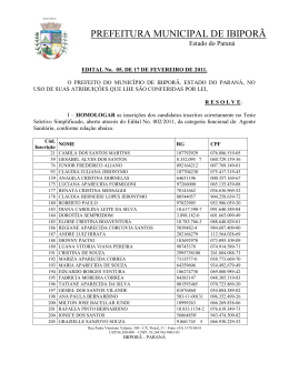 Homologa&ccedil;&atilde;o das Inscri&ccedil;&otilde;es - Prefeitura Municipal de Ibipor&atilde;